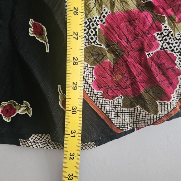 VTG Carole‎ Little 8 Maxi Skirt Pink Black Rose Patchwork Prink Crinkle Pull On - Picture 5 of 5
